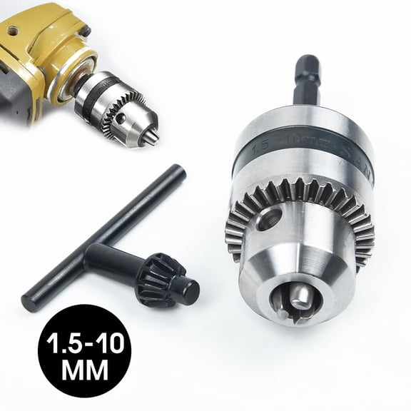3/8 24UNF 1.5-10MM Keyless Drill Bit Chuck Clip   1/4 Hex Shank Rod Adapter