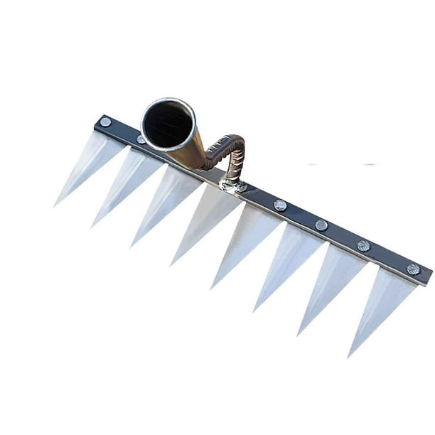 Rastrillo de deshierbe de azada y rastrillo de jardín de metal resistente y resistente para excavación y cultivo. Rastrillo de jardín para agricultura, jardinería y deshierbe.