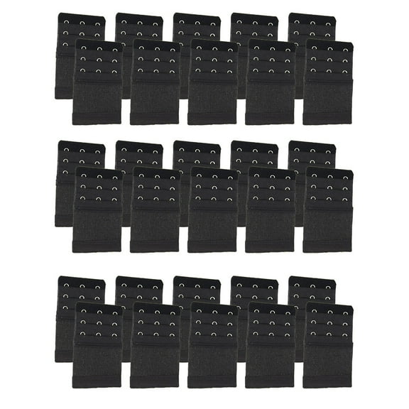 Stretch Elastic Bra Extender 30-Pack, (3-hook, Black), by More of Me to Love
