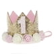thumbnail image 1 of Sombreros de fiesta de primer cumpleaños Shuxiu Wang corona de princesa para niños con moneda flash y decoración rosa, 1 of 5