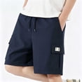 thumbnail image 5 of BXJX Boys Athletic Shorts, Elastic Waist Casual Quick-dry Multi-pocket Kids Shorts with Drawstring Navy Size 16-17 T, 5 of 9
