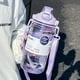 thumbnail image 3 of Botella de agua de plástico grande de verano, marcador de tiempo, libre de BPA, resistente al calor, anticaída, taza con pajita doble para beber, hervidor deportivo para fitness, 3 of 6