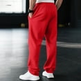 thumbnail image 5 of Mens Joggers with Pockets - Teen Boys Baggy Sweatpants, Drawstring Waist, Y2k Wide Leg Pants for Yoga & Gym Red M, 5 of 5