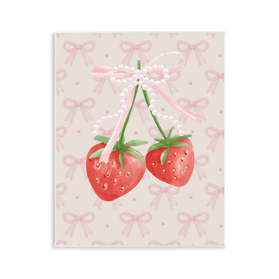Stupell Industries Bows & Berries Strawberry Wall Plaque Art, design by Jesse Keith