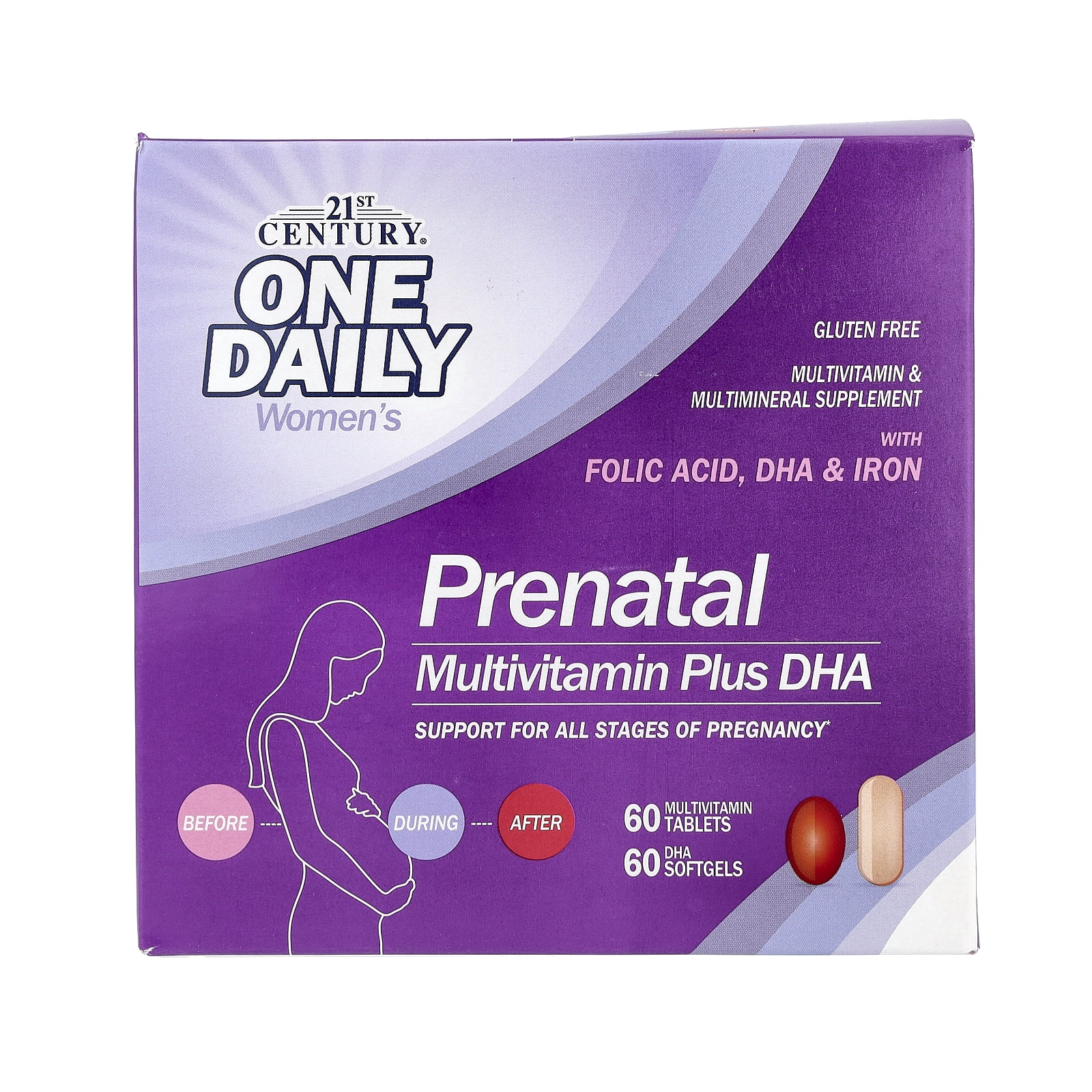 21st Century 2-Step Prenatal Multivitamin + DHA Tablets, 120 Count