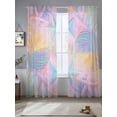 thumbnail image 2 of Summer Pink Romantic Beach Sheer Curtains 96 Inch Length 2 Panels Set, Tropical Leaf Ocean Starfish Voile Window Treatment Semi Sheer Long Curtains Drapes for Bedroom/Living Room/Kitchen 52"x96"x2, 2 of 7