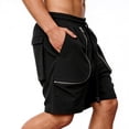 thumbnail image 5 of Besolor Men's Summer Cargo Shorts Drawstring Elastic Waist Wide Leg Casual Loose Workout Athletic Short Pants with Pocket(Large,Black), 5 of 7
