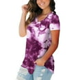 thumbnail image 7 of Plus Size Tops for Women V Neck Tie Dye Loose Fit Blouses Dressy Casual Lightweight Short Sleeve Tee Shirts Tunic Tops, 7 of 7
