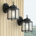 thumbnail image 6 of JONATHAN Y Boston 4.25" 1-Light Farmhouse Industrial Iron/Glass Outdoor LED Sconce, Black/Clear (Set of 2), 6 of 12