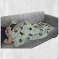 thumbnail image 5 of Queen Bee Soft Flannel Fleece Throw Blanket, Repeating Hand Drawn Flying Bees and Flowers, Cozy Plush for Indoor and Outdoor Use, 60" x 80", Pale Blue Yellow, by Ambesonne, 5 of 5