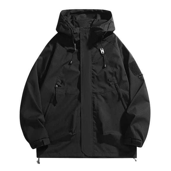 WTOBBY Unisex Windproof Jacket for Autumn Casual Sports - Zipper Workwear Design, Functional and Stylish, Perfect for Men and Women in Outdoor Activities and Daily Use,Black L