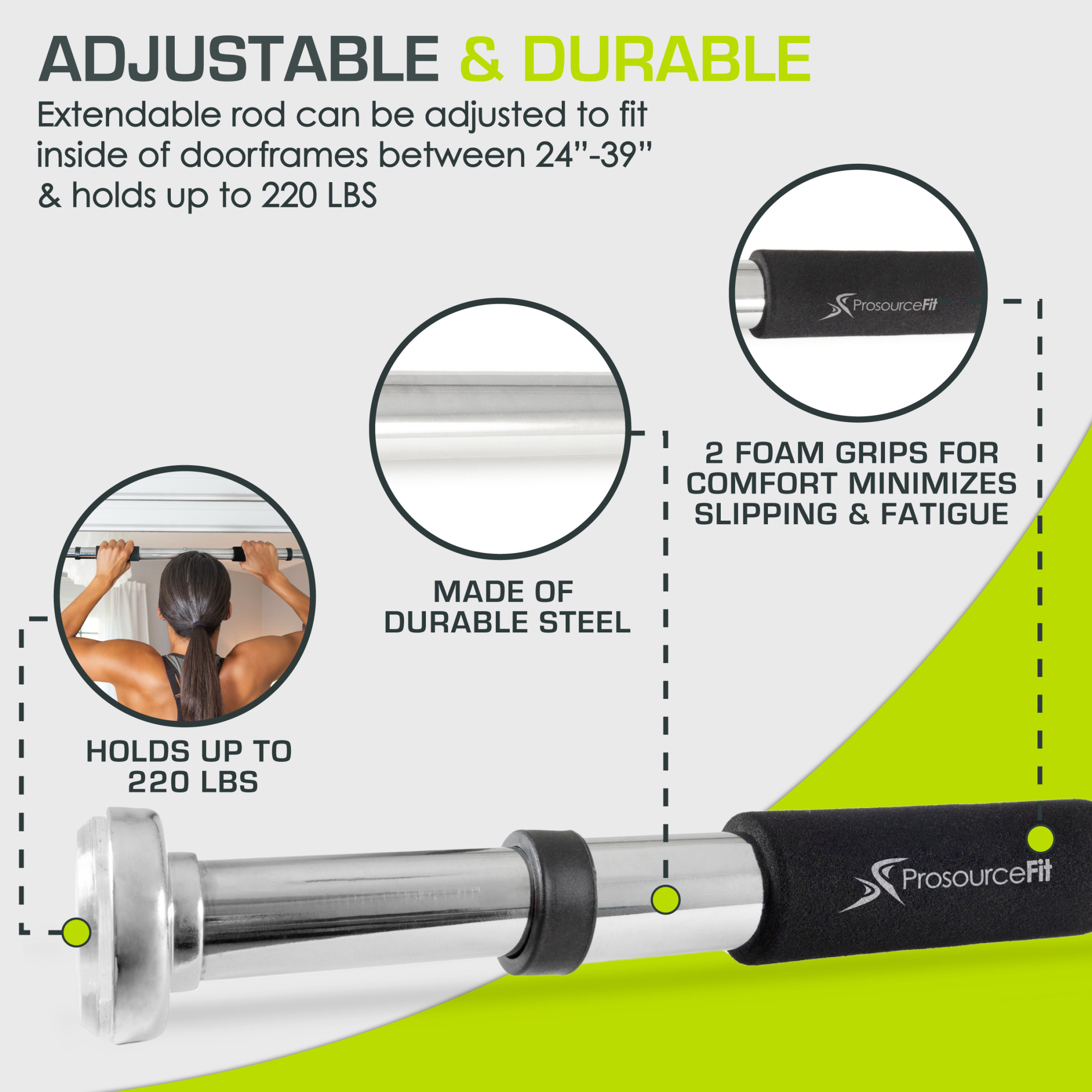 ProsourceFit Heavy Duty Doorway Mount Pull Up/Chin-Up Bar photo 3