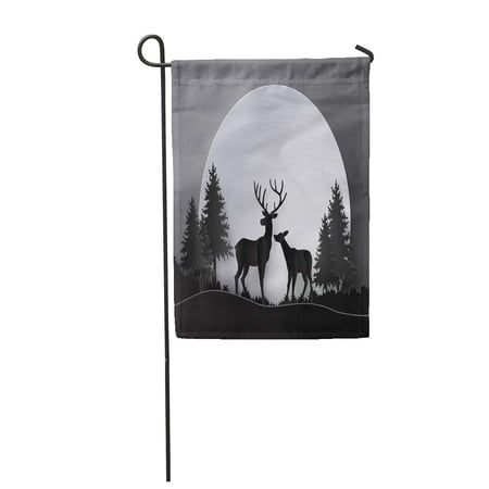 SIDONKU Black Deer in Forest Full Moon The Do Same and Craft Garden Flag Decorative Flag House Banner 28x40 inch
