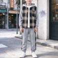 thumbnail image 2 of NOLDARES 4 Y 2Pcs Boys Clothes Sweatsuit Set Hoodie Flannel Plaid Shirt and Jogger Pants for Kids Fall Winter Spring Outfits, 2 of 8