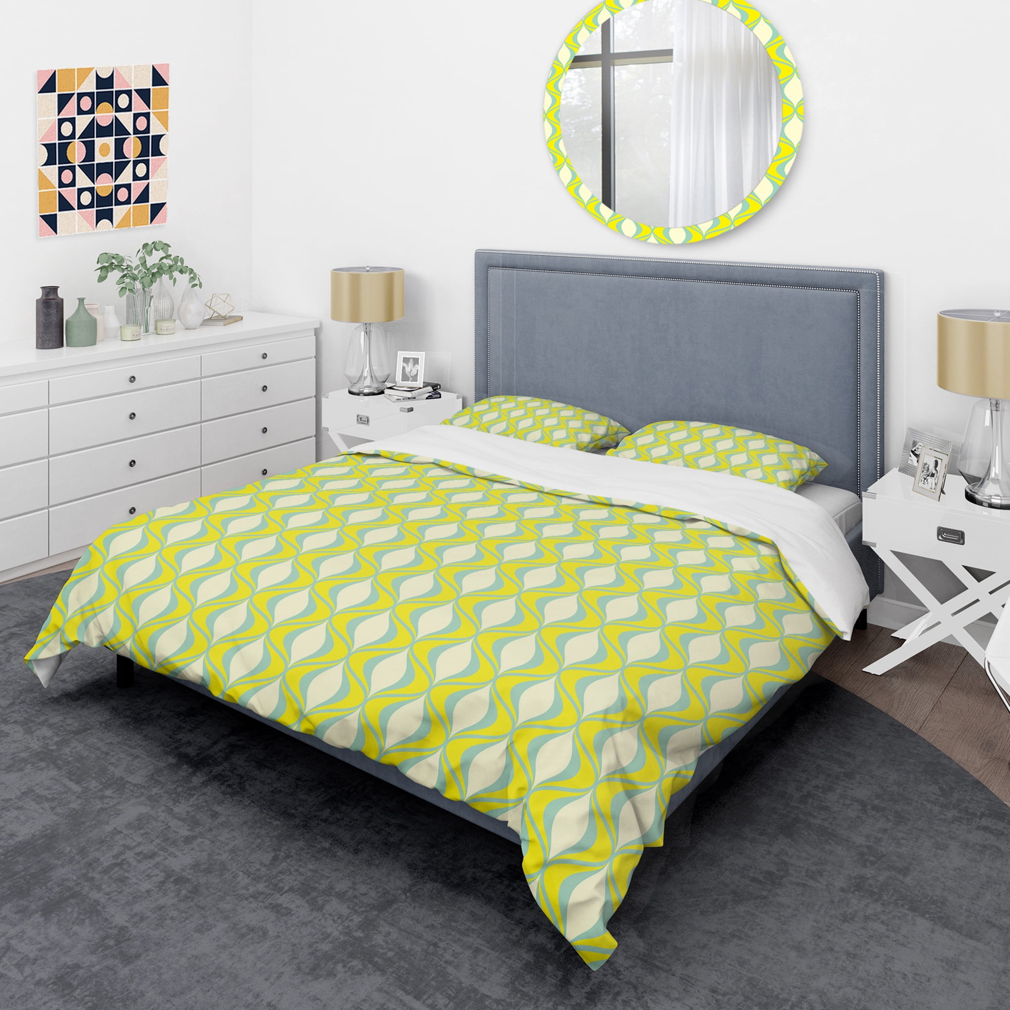 Designart 'Abstract Retro Geometrical Design III' Mid-Century Modern Duvet Cover Set