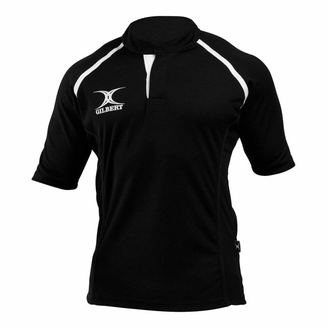 Gilbert Rugby - Camiseta de manga corta de rugby modelo Xact para niños (Negro)