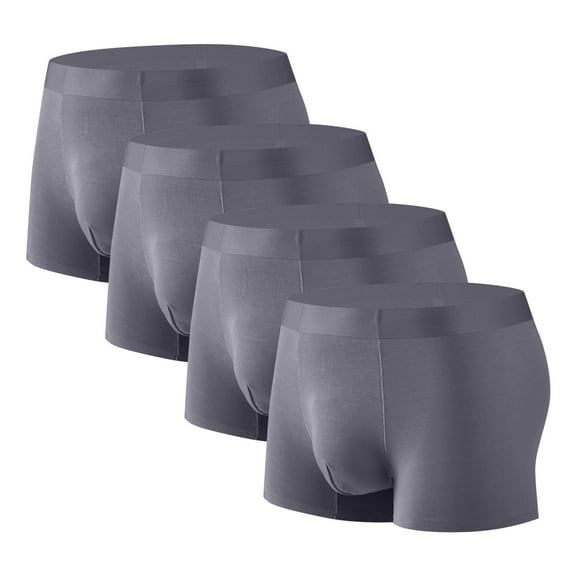 Fewfanhot 4PC Men's Solid Color Stretch Boxer Briefs - Lightweight Breathable Cotton Blend Underwear With No-Ride Design For Daily Comfort