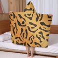 thumbnail image 5 of Orange and Black Of Leopard Print Hooded Bath Towel，50"x30" for Ages 3 To 12 Kids, Quick Dry Lightweight Soft Microfiber Hood Beach Towel Cover Up for Kids, 5 of 7