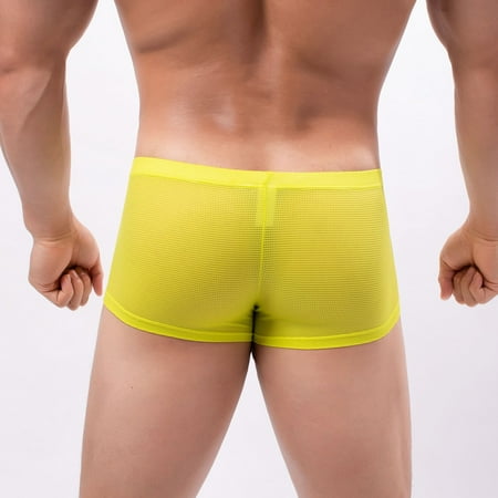 

Gubotare Mens Underwear Boxer Briefs Men s Underwear Bamboo Rayon Comfortable Breathable Dual Pouch Briefs Yellow XL