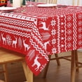 thumbnail image 6 of Christmas Tablecloth, Xmas Tree and Deer Design Square Table Cloth Waterproof Holiday Decorative Boho Table Cover for Outdoor, Indoor Party Kitchen Dining Room, 52 x 52 Inch, Red, 6 of 6