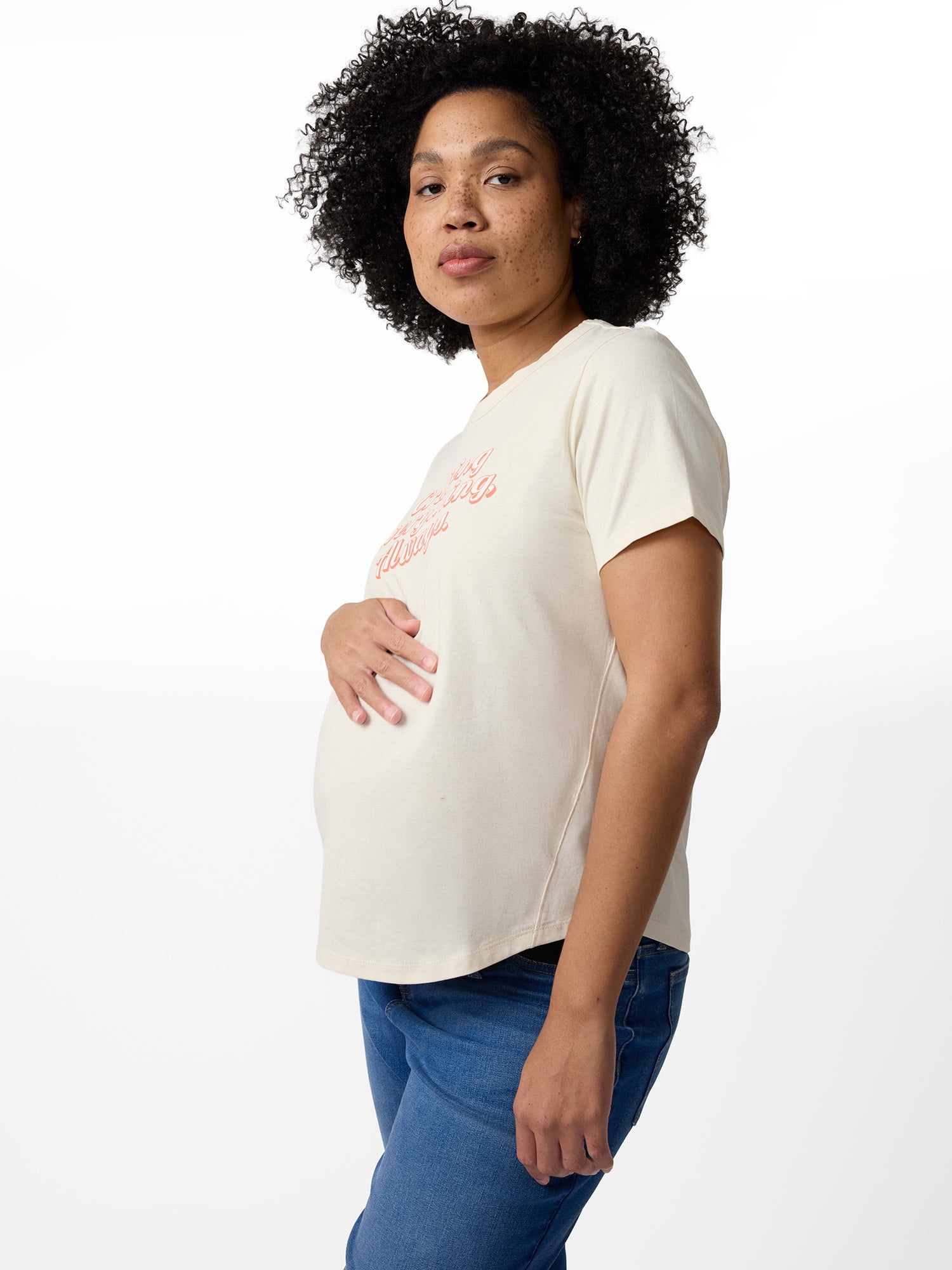 Ingrid & Isabel For Every Belly Women's Maternity Short Sleeve Relaxed Crew Graphic Tee, Sizes S-XXL