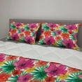 thumbnail image 2 of Colorful Comforter & Sham Bedding Set, Lively Colored Tropical Forest Plants Foliage with Watercolor Painting Effect, 3 pcs Duvet Set Microfiber Filling Quilt, 5 Sizes, Multicolor, by Ambesonne, 2 of 4