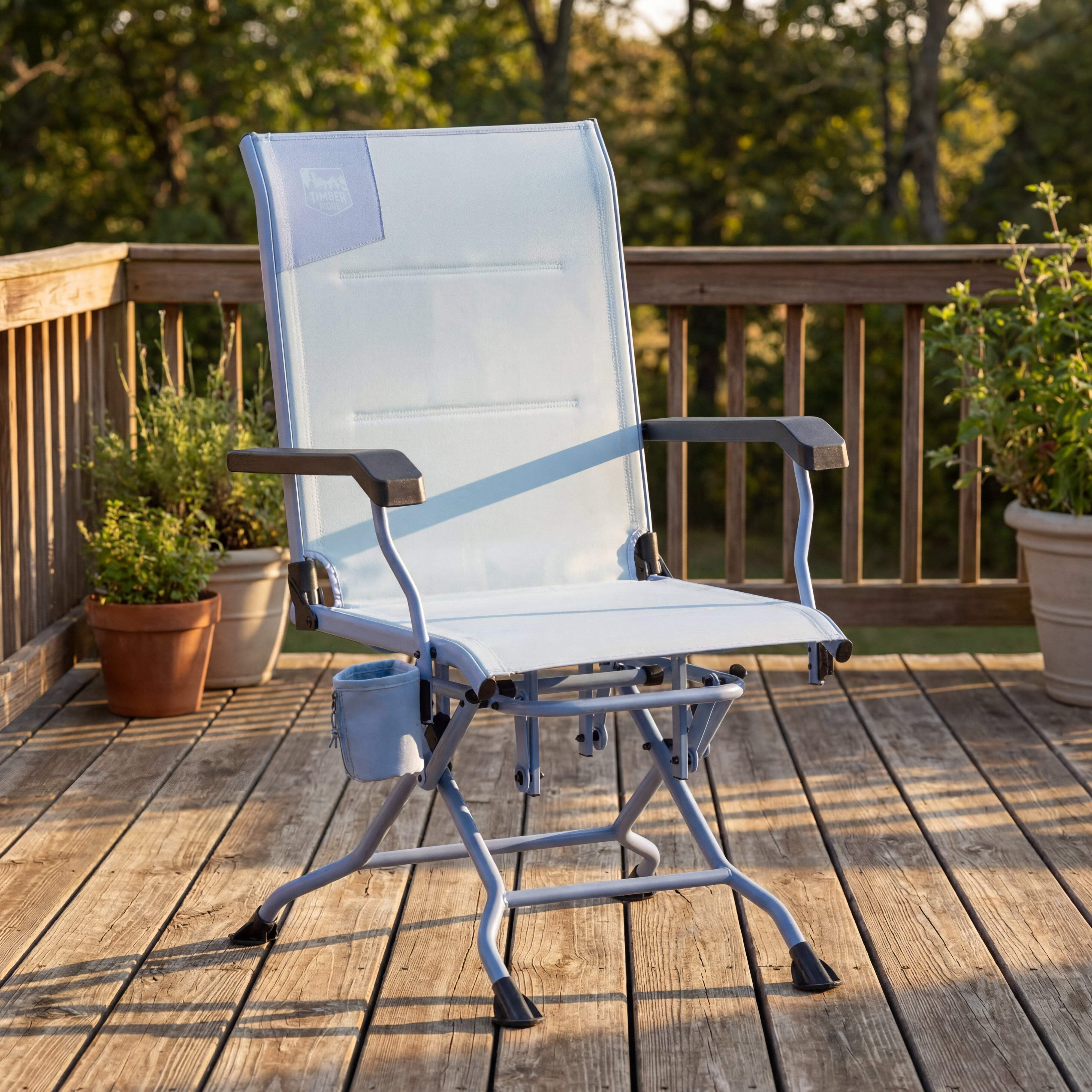 Timber Ridge MELO™ Glider Camping Chair, Folding Outdoor Glider with Cup Holder, Coastal Mist