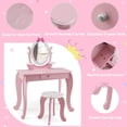 thumbnail image 3 of YOJFOTOOU. Kids Vanity Set with Mirror, 2 in 1 Princess Makeup Dressing Table w/Detachable Top, Toddler Vanity with 360° Rotating Mirror, Drawer & Stool, Pretend Play Vanity Set for Little Girls, Pink, 3 of 6