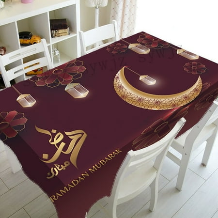 

Eid Mubarak rative Tablecloth Waterproof Mosque Ramadhan Mubarak Muslim Ramadan Party Home Festival rative Tablecloth