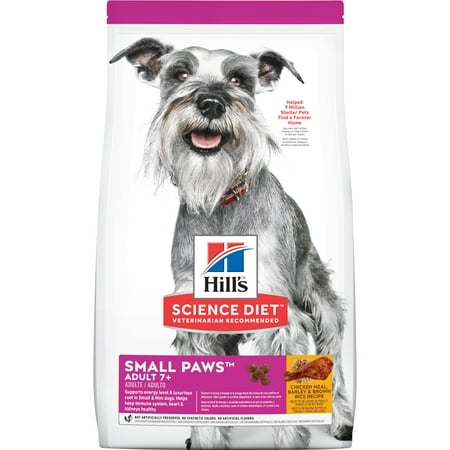 Hill's Science Diet Adult 7+ Small Paws Chicken Meal, Barley & Brown Rice Recipe Dry Dog Food, 15.5 lb
