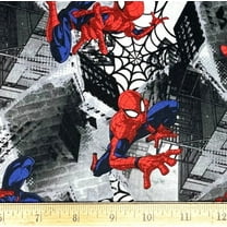 1 Fat Quarter - Spiderman Marvel Comic in the City Cotton Fabric - 18" X 21"