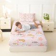 thumbnail image 3 of Manfei Funny Pet Twin Fitted Sheet, Kawaii Slepping Cat Bedding, Pink, 2pcs, 1 Fitted Sheet and 1 Pillowcase, 3 of 6