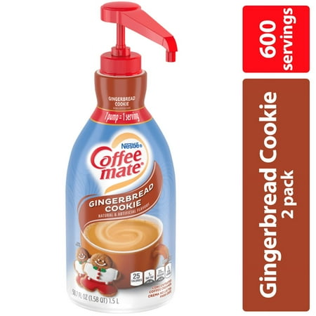 Coffee Mate Gingerbread Cookie Liquid Coffee Creamer, Bulk Coffee Creamer Pump Bottles, 50.7 Oz, 2 Ct