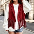 thumbnail image 3 of Coerni Girls Fringe Vest Notched Collar Faux Suede Tassel Gilet Sleeveless Open-Front Leather Jacket Halloween Hippie Party Cowgirl Waistcoat, 3 of 7