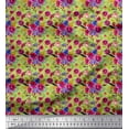 thumbnail image 1 of Soimoi Green Cotton Voile Fabric Leaves & Ranunculus Floral Print Fabric by the Yard 56 Inch Wide, 1 of 3