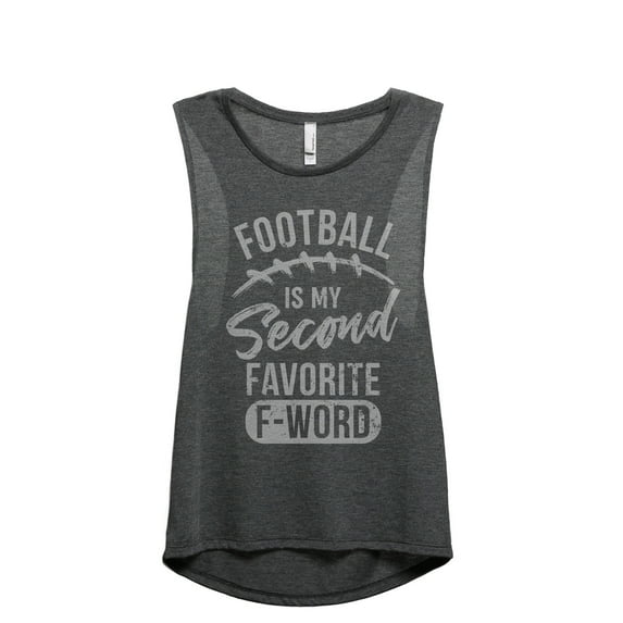Football Is My Second Favorite F Word Women's Fashion Sleeveless Muscle Workout Yoga Tank Top Charcoal Grey Medium