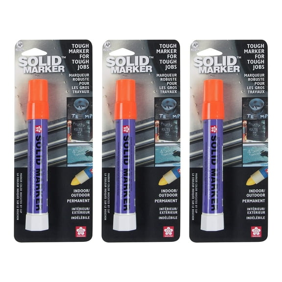 Sakura Solid Paint Markers - Permanent Marker Paint Pens - Window, Wood, & Glass Marker - Fluorescent Orange Paint - 3 Pack
