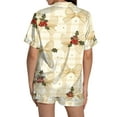 thumbnail image 4 of Pyjama pour Femmes en Satin Imprimé Graphique, Mignon, Tenue de Nuit, Boutons, Hauts à Manches Courtes, Ensembles de Shorts, 4 of 5
