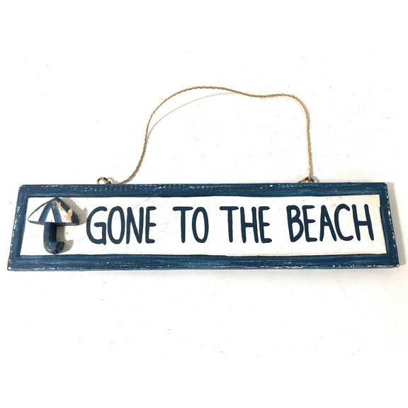 Gone To The Beach Sign 12" - Rustic Yellow Decorative Coastal Decor | #ort1703430b