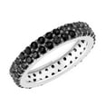 thumbnail image 2 of V3 Jewelry 925 Sterling Silver with Round Shape Natural Black Spinel Double Row Eternity Band Ring for Women, 2 of 3