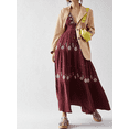 thumbnail image 2 of Caoirhny Women Summer Casual Long Dress Flower Embroidery Tie-Up Halter Neck Sleeveless Dress Fashion Backless A-line Dress, 2 of 9