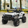 thumbnail image 2 of Aosom 2-Seater Kids Ride-On Car 12V RC 2-Seater Police Truck Electric Car For Kids with Full LED Lights, MP3, Parental Remote Control (White), 2 of 10