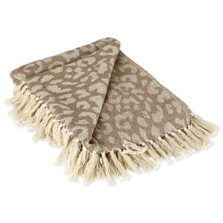 Dii Modern Cotton Leopard Print Blanket Throw With Fringe For