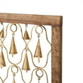 thumbnail image 4 of DecMode Wood Farmhouse Hanging Brown Decorative Bells in a  Square Frame with Tanished Brass Finish,  Set of 2 16"W x 16"H, 4 of 9