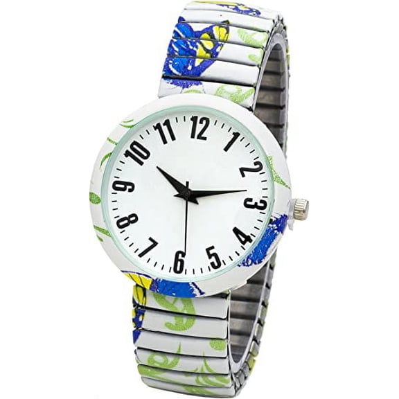 Blekon Collections Womens 38mm Case Artistic Designed Stretch Band Watch