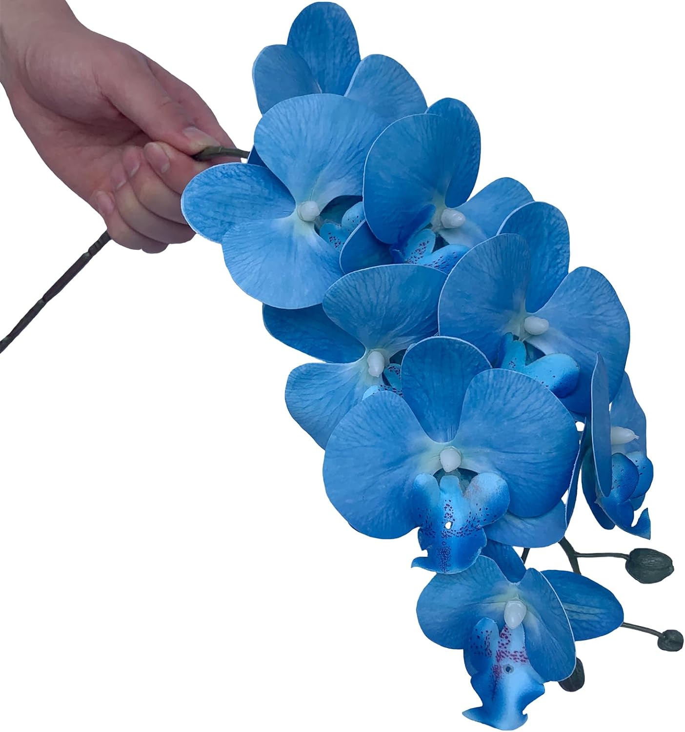 3Artificial Phalaenopsis Flowers with Leaves Artificial Orchid Flowers Stem Plants Fake Butterfly Phalaenopsis Flowers for Home Wedding Party Décor (Yellow)