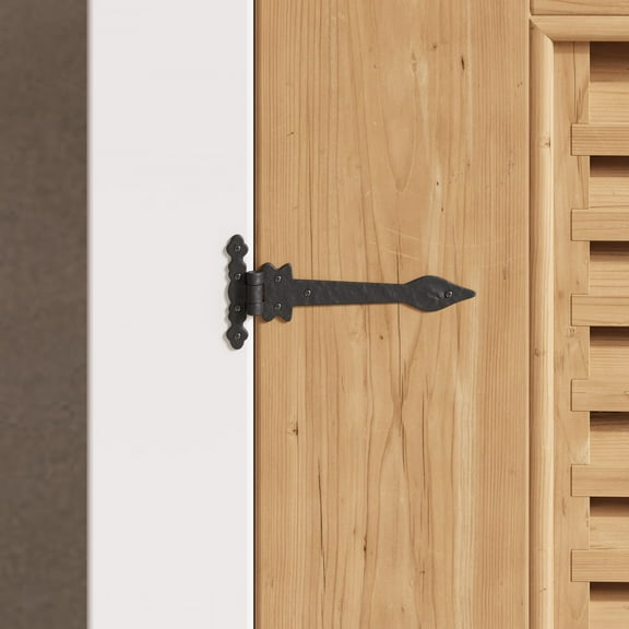 Renovator's Supply Wrought Iron Strap Hinge 9" Spear Tip Strap Gate & Door Hinges, Black