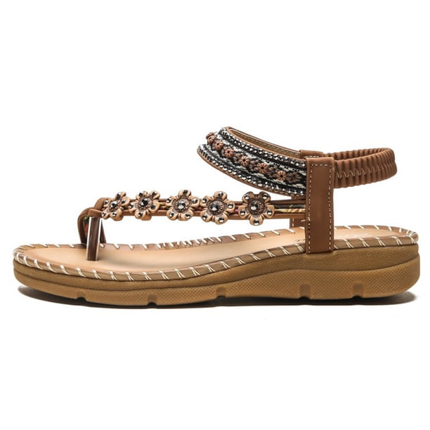 Sandalias planas de playa transpirables para mujer sandalias bohemias de verano zapatos para caminar al aire libre
