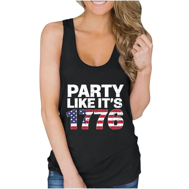 Blusa sin mangas con estampado de bandera del Día de la Independencia para mujer Pompotops lopia992980