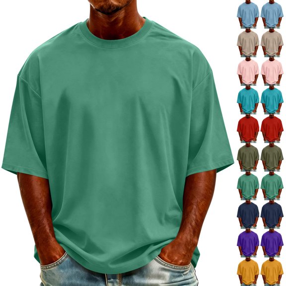 Luvrsol Men's T Shirts Big & Tall Loose Fit Solid Crew Neck Basic Tees Soft Summer Everyday Tops S-5XL